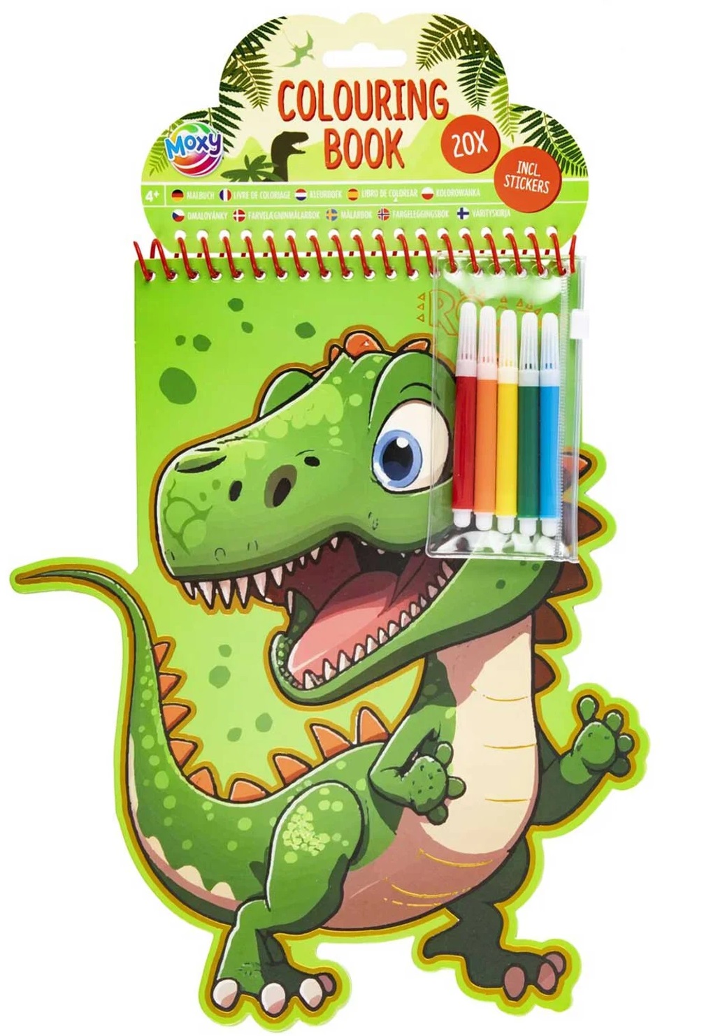 Carte de colorat Moxy - Dinozaur, cu 5 pixuri
