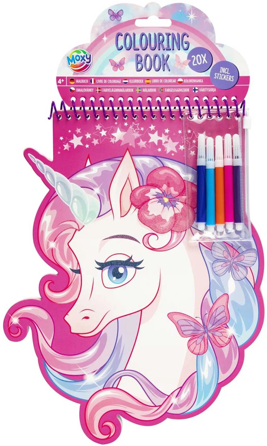Carte de colorat Moxy - Unicorn, cu 5 pixuri