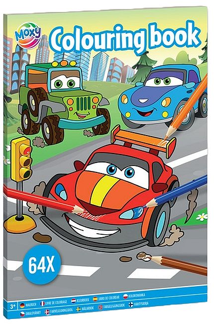 Carte de colorat Moxy - Mașini, A4, 64 pagine