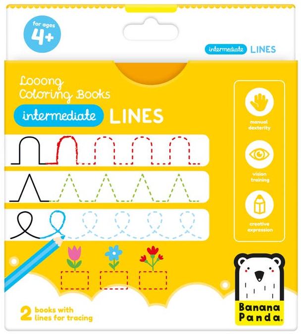 Cărți de colorat  Banana Panda Looong Coloring Book - Linii, nivel mediu