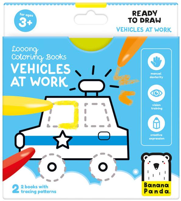 Cărți de colorat  Banana Panda Looong Coloring Book - Vehicule pentru serviciu