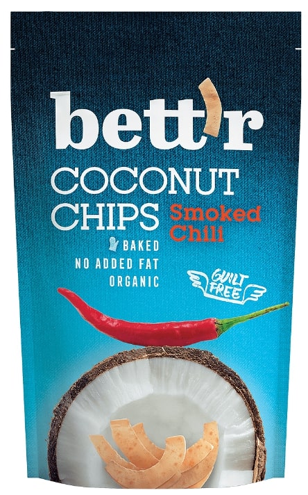 Chipsuri de cocos cu chili, 70 g, Bett'r
