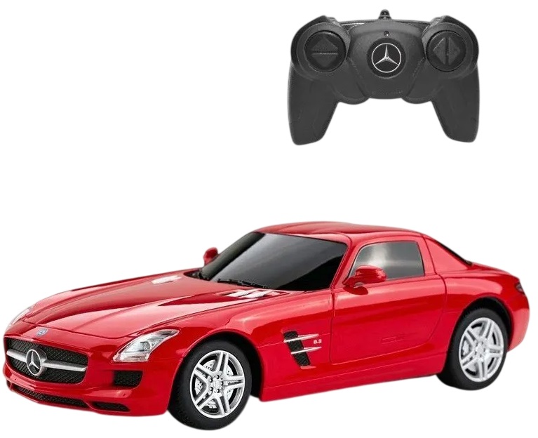Mașină cu telecomandă Rastar - Mercedes-Benz SLS AMG, 1:24, rosie