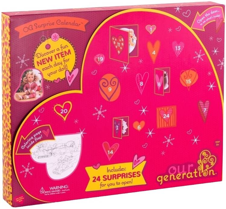 Calendar Advent de Crăciun Our Generation - Accesorii pentru păpuși, 24 piese