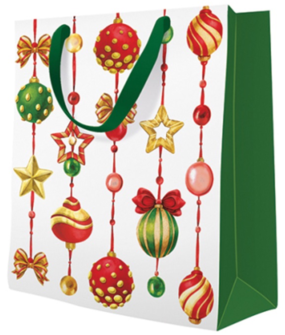 Pungă cadou de Crăciun - Adorned Ornaments, 20 х 10 х 25 cm