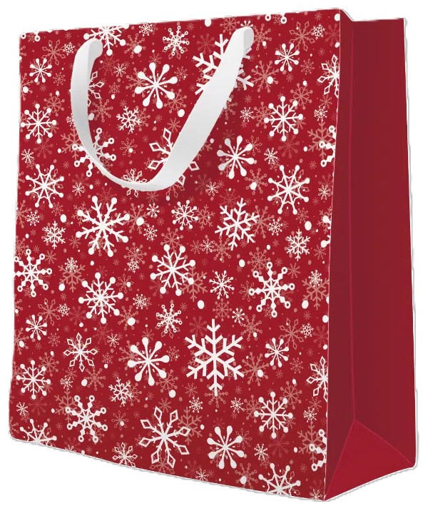 Pungă cadou de Crăciun - Colorful Snowflakes, 20 х 10 х 25 cm