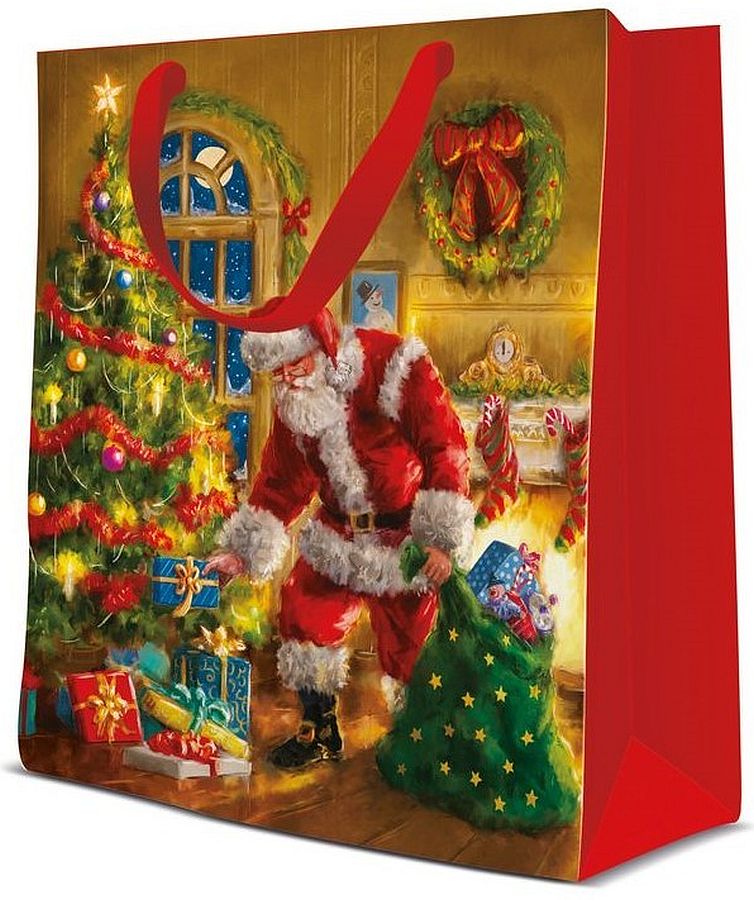 Pungă cadou de Crăciun - Santa is Here, 20 х 10 х 25 cm