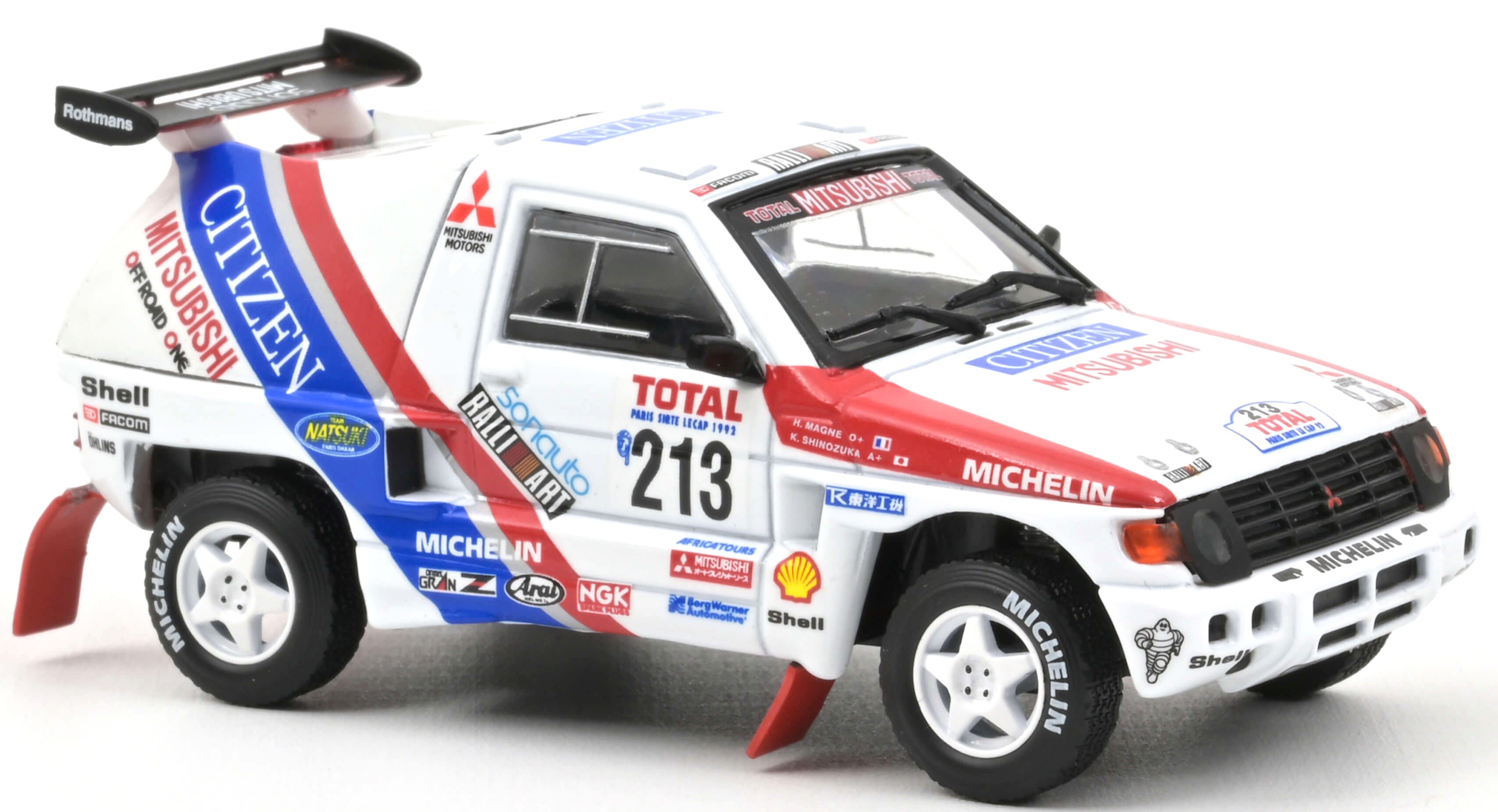 Model de colecție NOREV Curse: Mașini - Mitsubishi Pajero (1992) Dakar Rally #213 K.Shinozuka