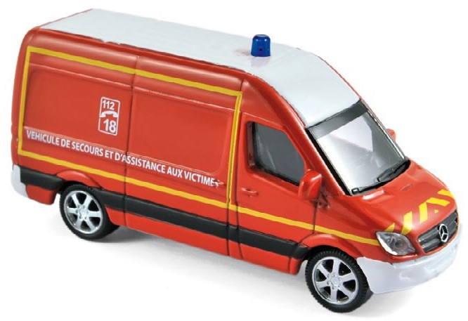 Model de colecție  NOREV Modern: Мașini - Mercedes-Benz Sprinter - Pompiers (1:64)