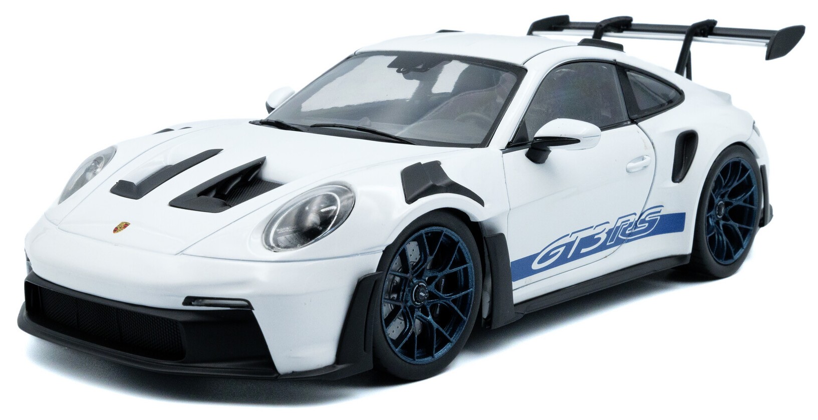 Model de colecție  SOLIDO Moderne: Automobile  - Porsche 911 GT3 RS, White with Blue Stripes, 2024