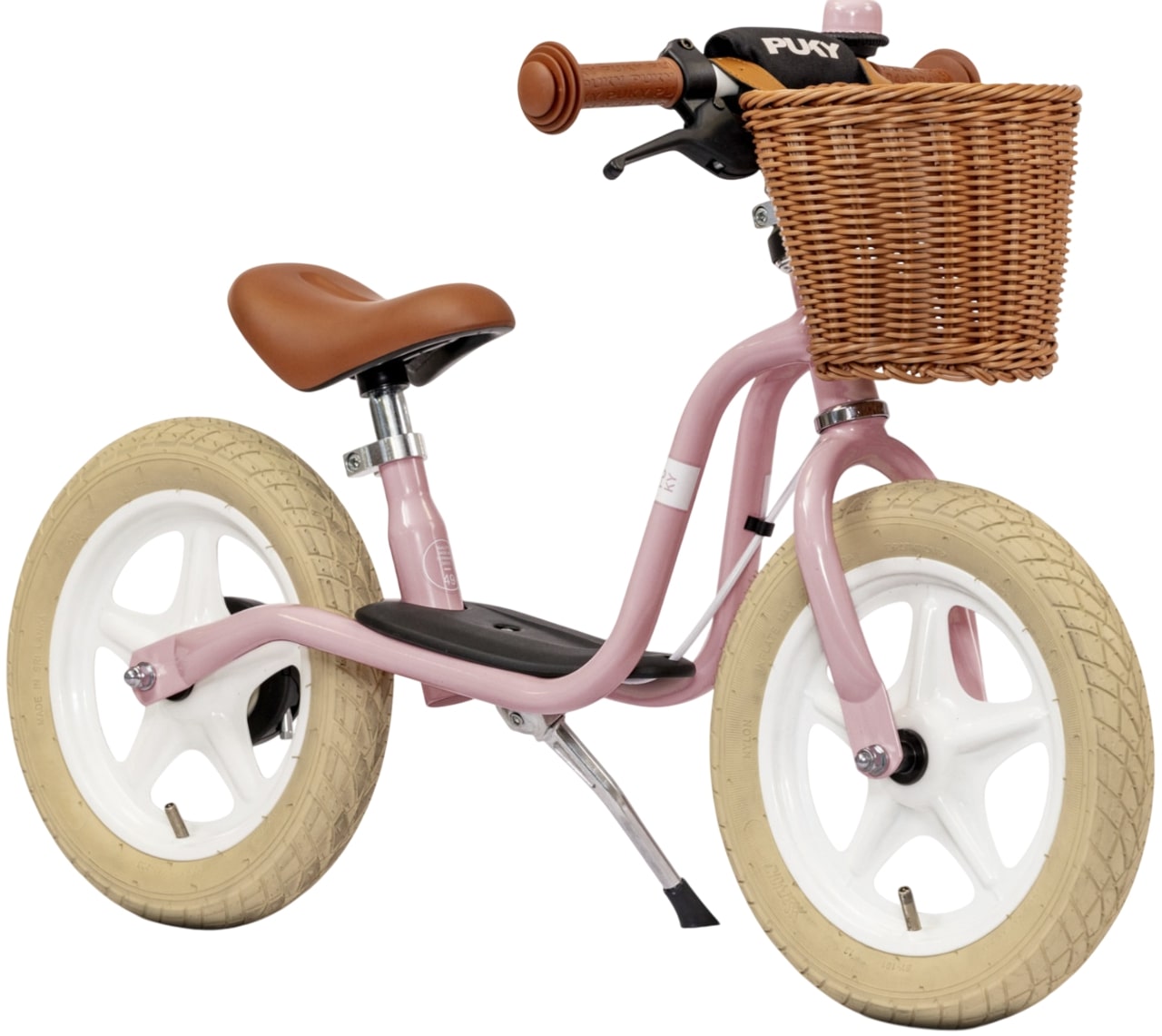 Bicicletă de echilibru Puky - LR 1L Classic, cu frână și coș, roz retro