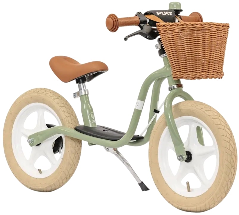 Bicicletă de echilibru Puky - LR 1L Classic, cu frână și coș, verde retro