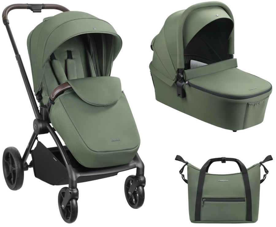 Cărucior combinat 2 în 1 pentru bebeluși KikkaBoo - Kara, Army Green