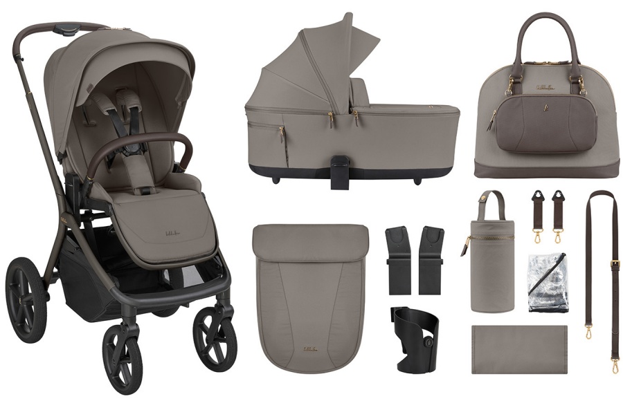 Cărucior combinat 2 în 1 pentru bebeluși KikkaBoo Platinum – Goya, Mocca