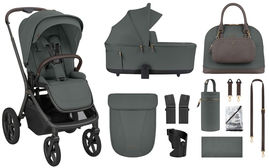 Cărucior combinat 2 în 1 pentru bebeluși KikkaBoo Platinum – Goya, Olive