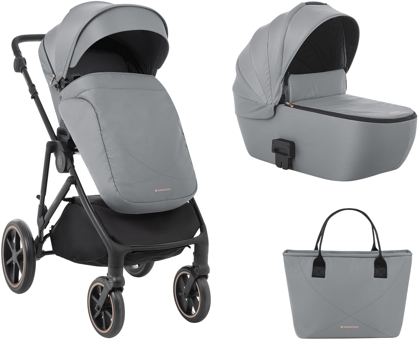 Carucior combinat pentru copii 2 în 1 KikkaBoo - Thea, Grey