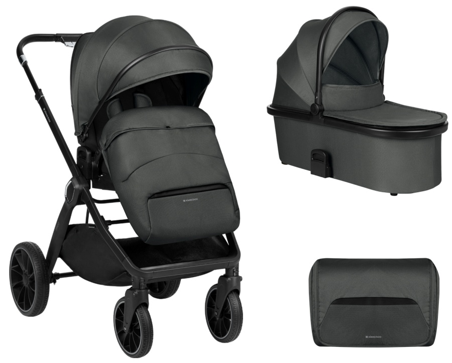 Cărucior combinat pentru bebeluși 2 în 1 KikkaBoo - Tiffany, Dark Grey