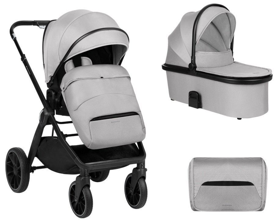 Cărucior combinat pentru bebeluși 2 în 1 KikkaBoo - Tiffany, Light Grey