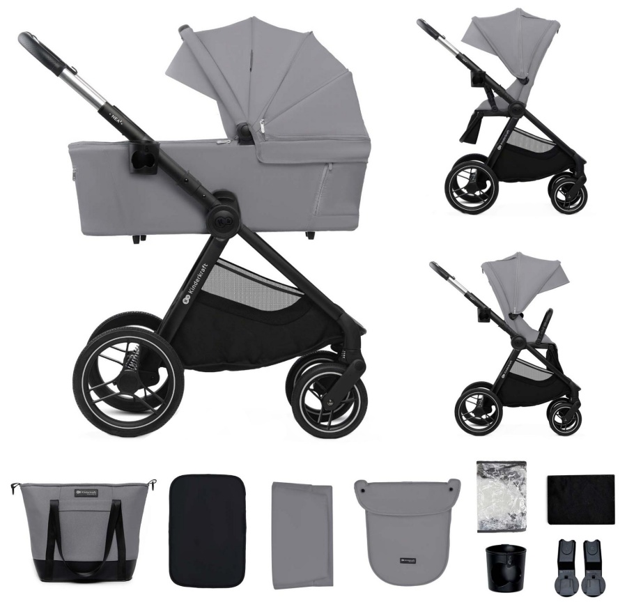 Cărucior combinat 2 în 1 KinderKraft - Nea 2, Platinium Grey