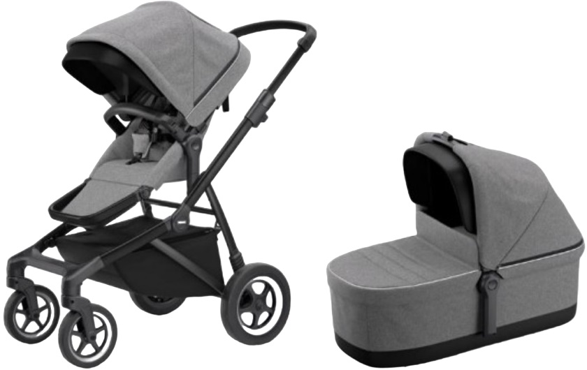 Cărucior combinat 2 în 1 Thule - Sleek, Grey Melange