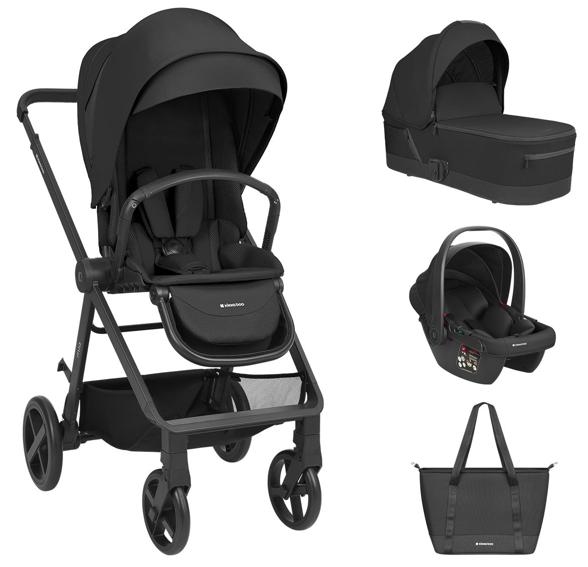 Cărucior combinat 3 în 1 pentru bebeluși KikkaBoo - Mia, Black