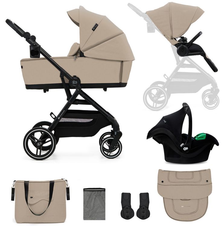 Cărucior combinat 3 în 1 pentru bebeluși KinderKraft -  Yoxi, Sand Beige