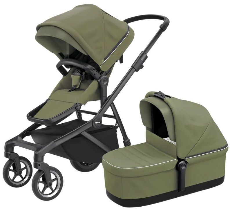 Cărucior combinat 2 în 1 Thule - Sleek, Soft Green/Black