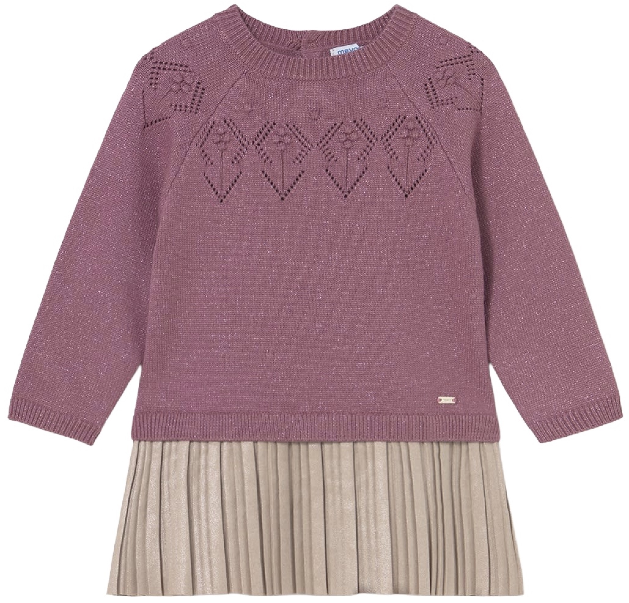 Rochie combinată Mayoral - Cu mâneci raglan și pulover, roz, 12 luni