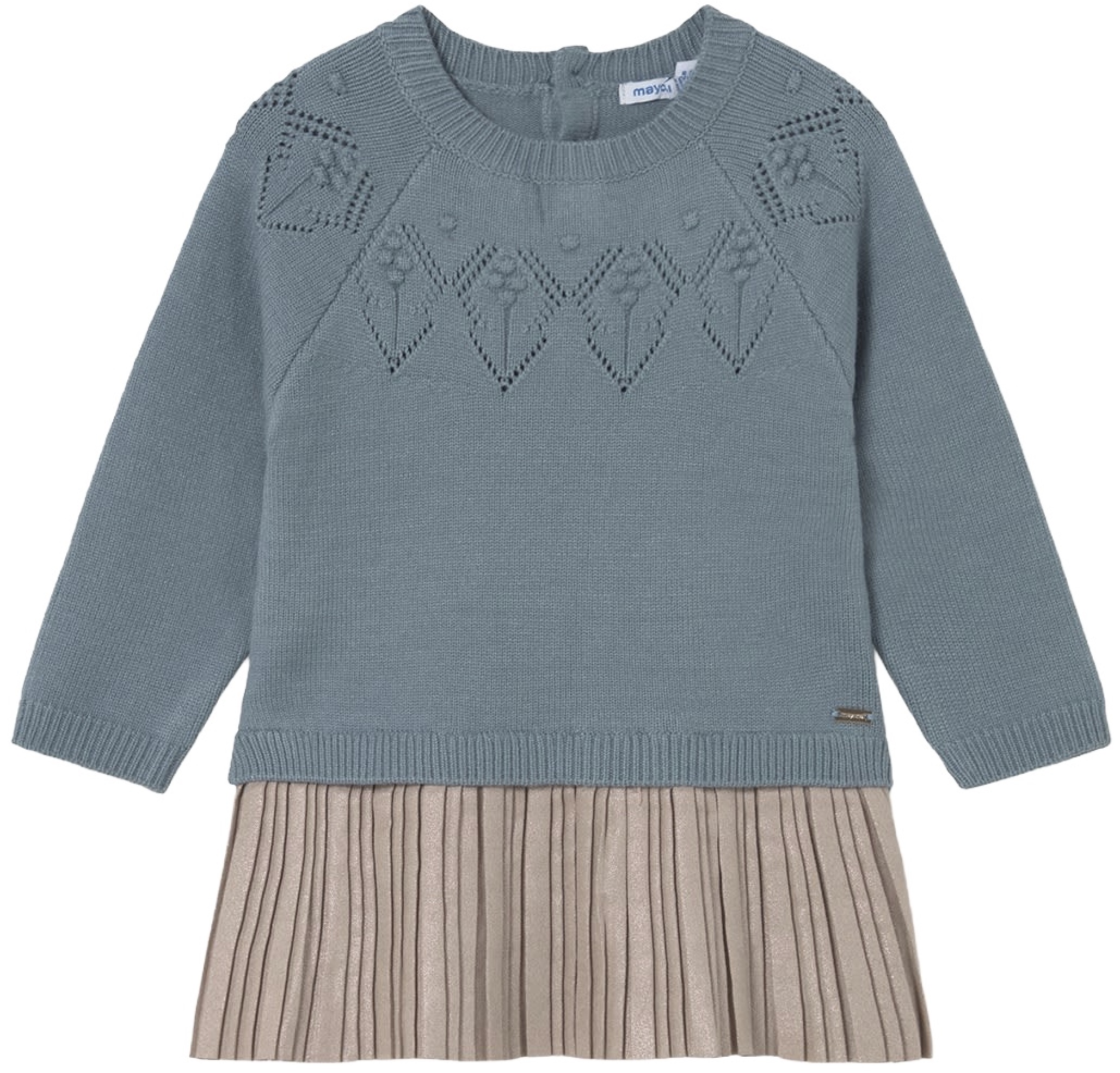 Rochie combinată Mayoral - Cu mâneci raglan și pulover, albastră, 12 luni