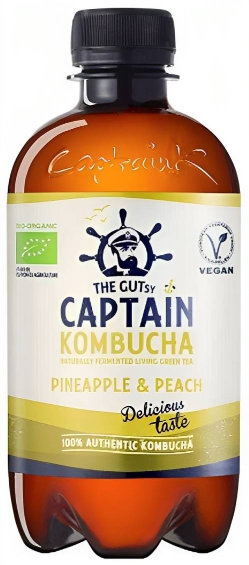 Kombucha cu ananas și piersică, 400 ml, Captain Kombucha