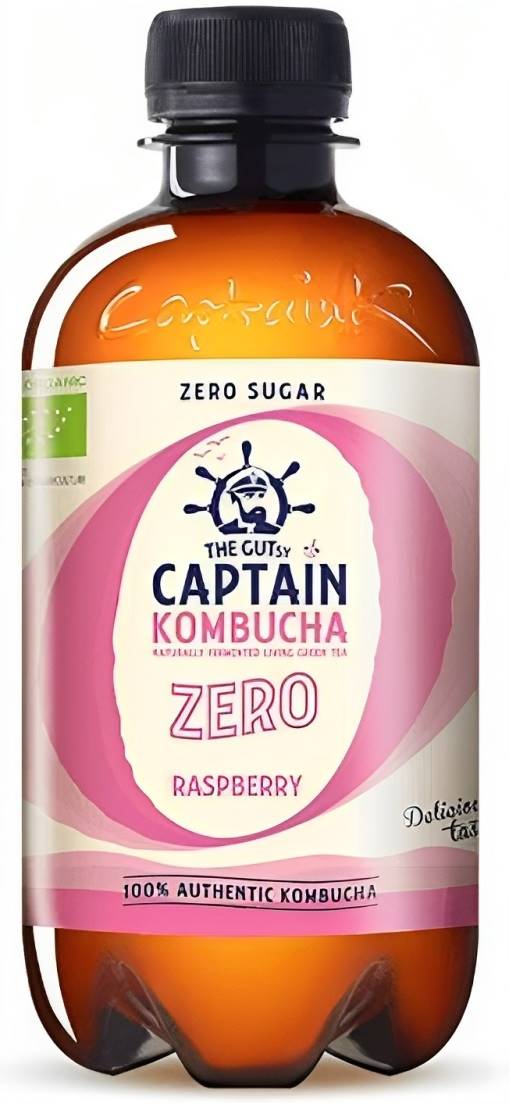 Kombucha cu zmeură, fără zahăr, 400 ml, Captain Kombucha