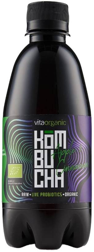 Kombucha cu măr și scorțișoară, 330 ml, Vita Organic