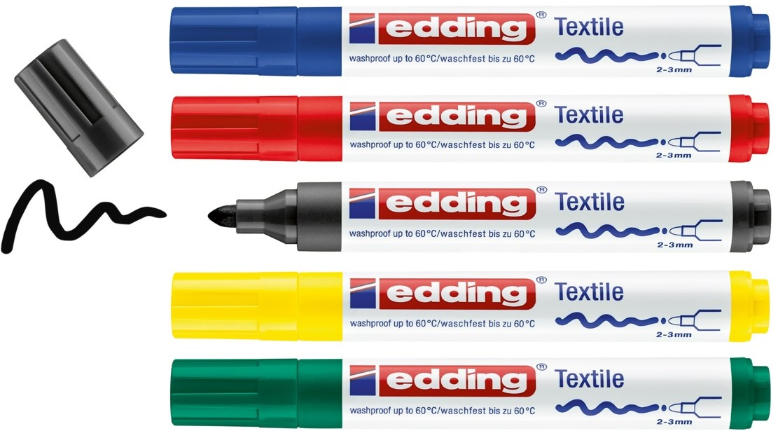 Set markere pentru textile Edding 4500 - 5 culori
