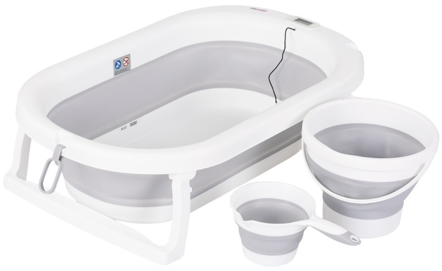 Set 3 în 1 Chipolino - Cadă pliabilă, găleată și stropitoare, Bubble Spa, gri