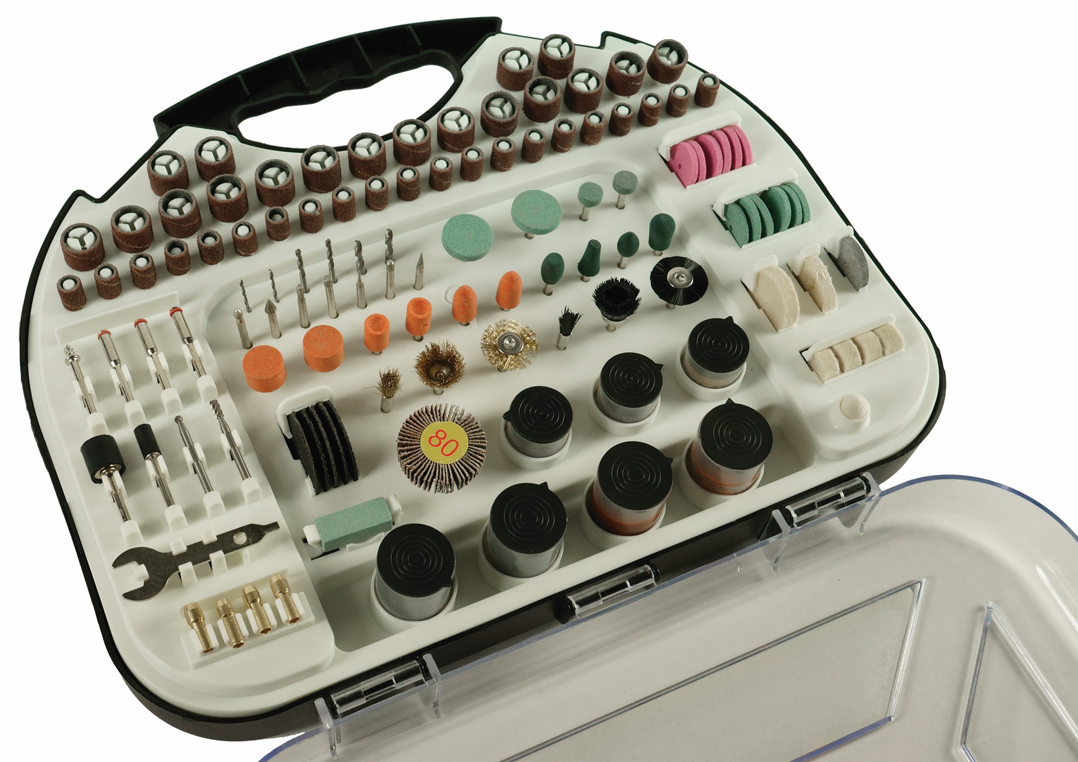 Set de accesorii pentru șlefuire Raider - 249 buc, cu o valiză
