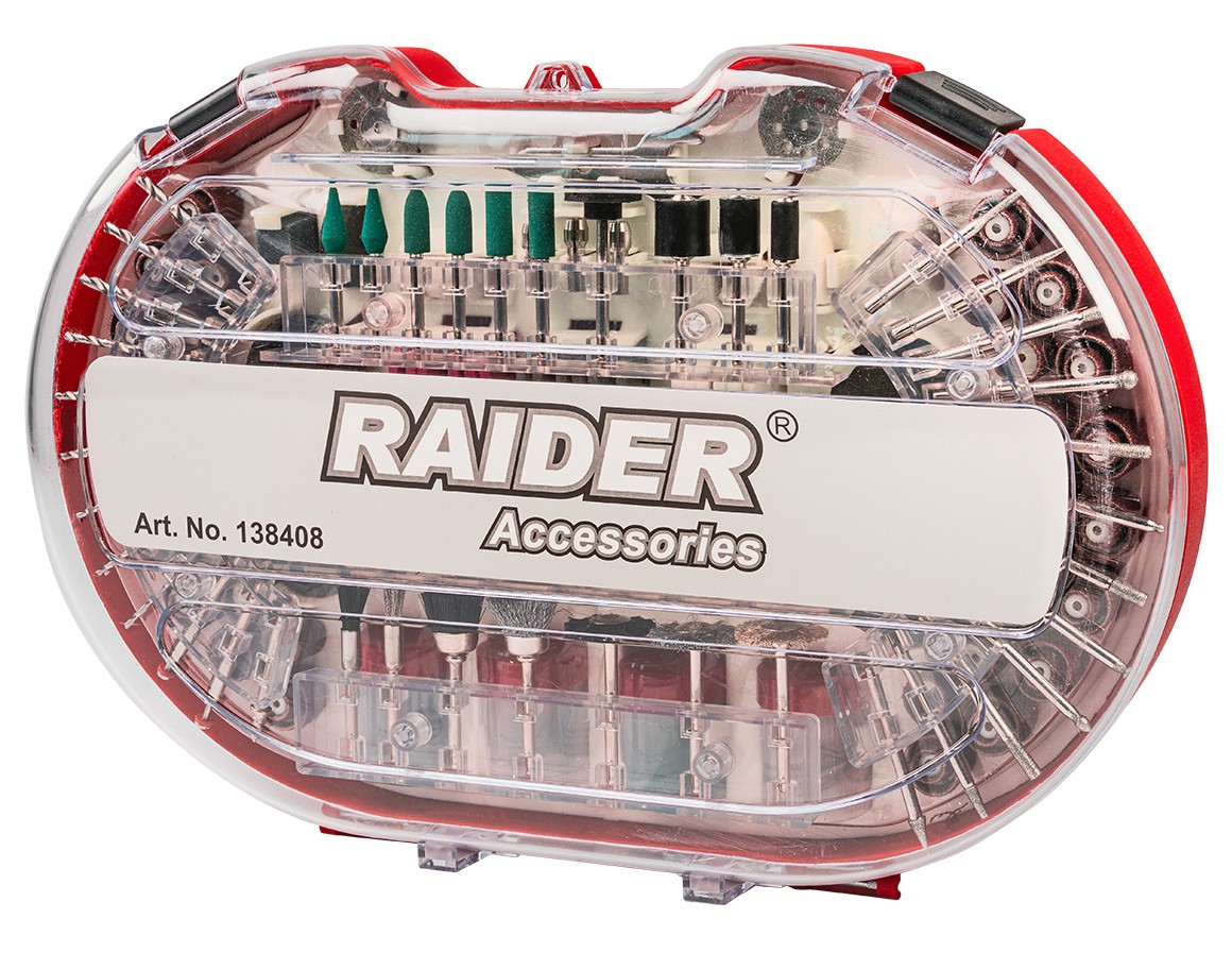 Set de accesorii pentru șlefuire Raider - 276 buc, cu o valiză
