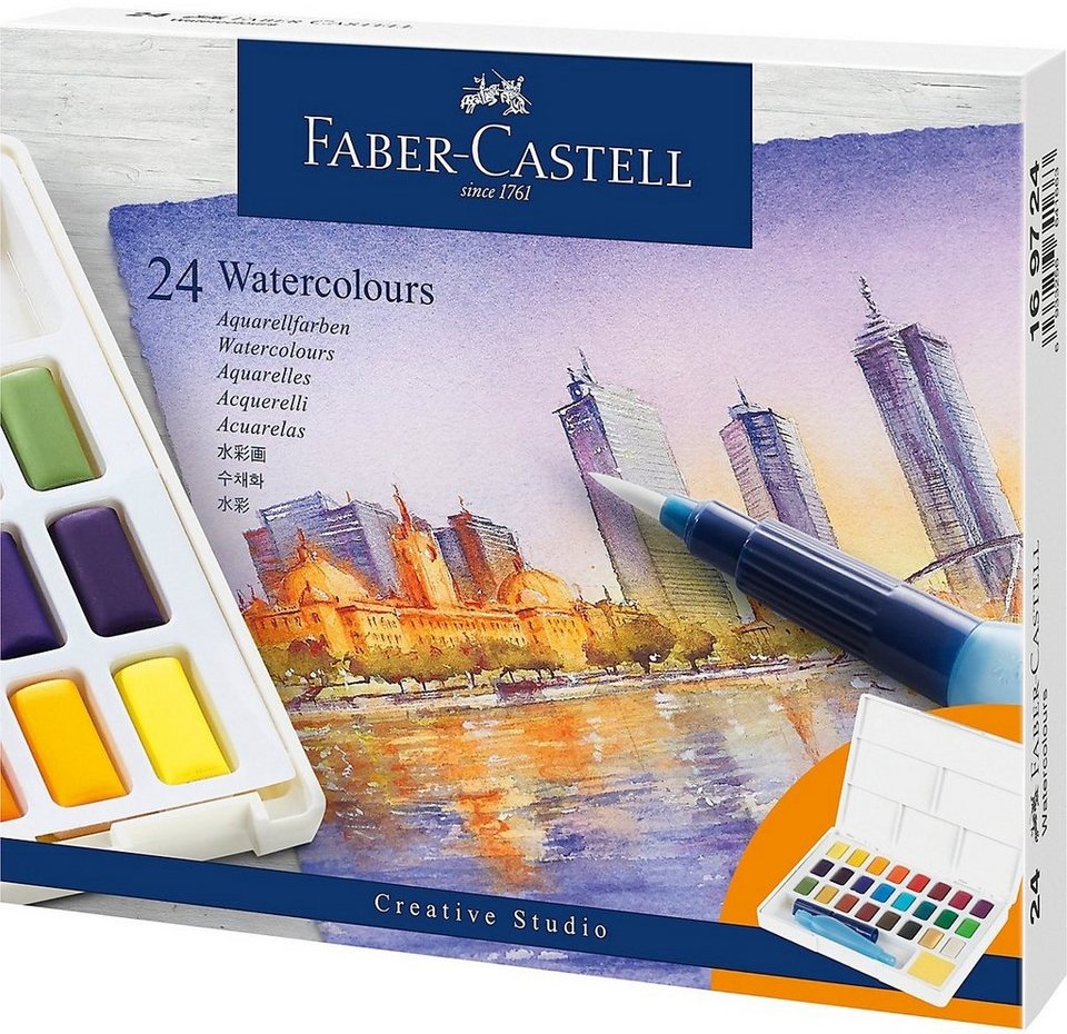 Set de vopsele de acuarelă Faber-Castell - 24 de culori, în cutie