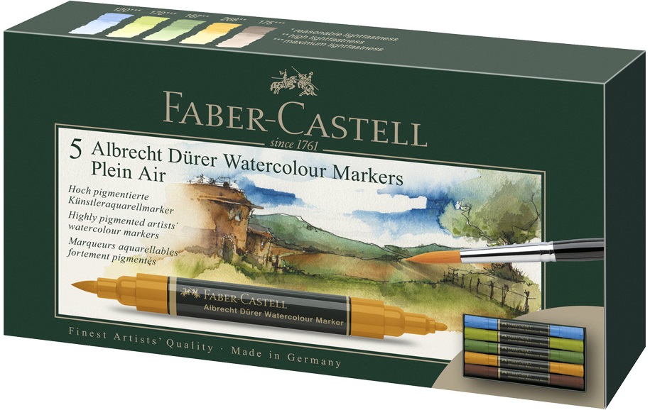 Set de markere acuarelabile Faber-Castell Albrech Dürer - Plein Air, 5 culori