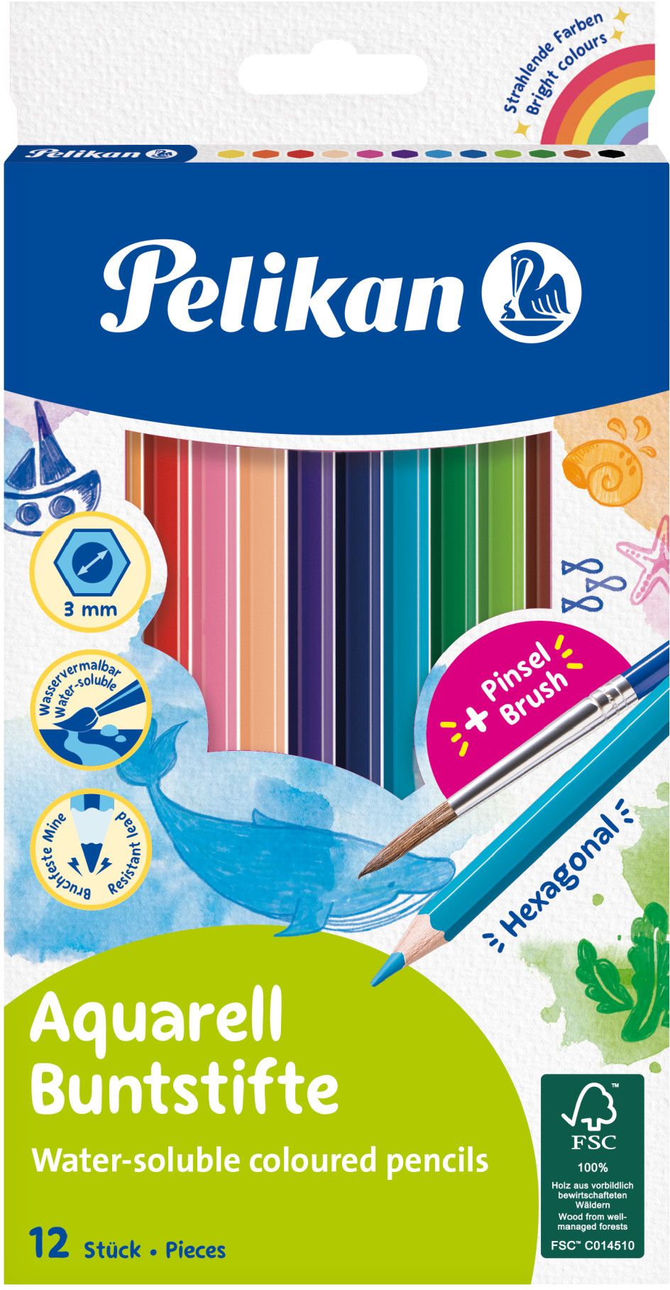 Creioane Colorate Solubile in Apa, 12 Culori, Sectiune Hexagonala - imagine 2