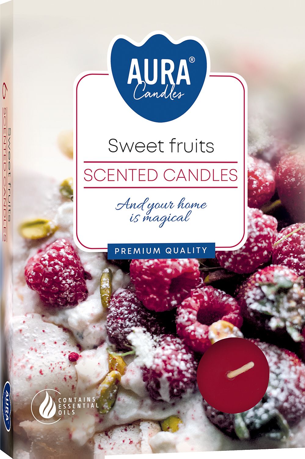 Set de lumânări parfumate tip pastilă Bispol Aura - Sweet Fruits, 6 buc.
