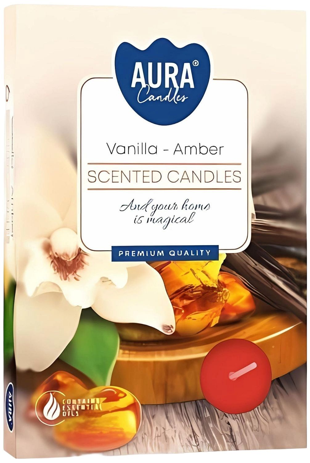 Set de lumânări parfumate de ceai Bispol Aura - Vanilla Amber, 6 buc