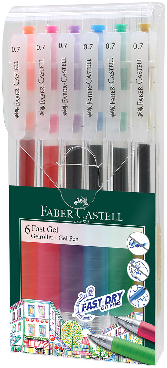 FABER-CASTELL FAST GEL ROLLERBALL AUTOMATIC 0.7MM 6 CULORI