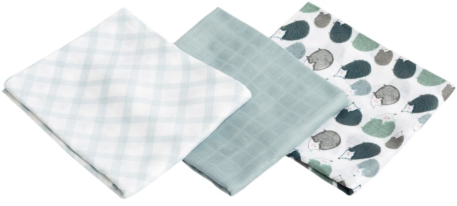 Set de scutece din bambus  Sensillo - Arici, 70 x 80 cm, 3 buc. albastru