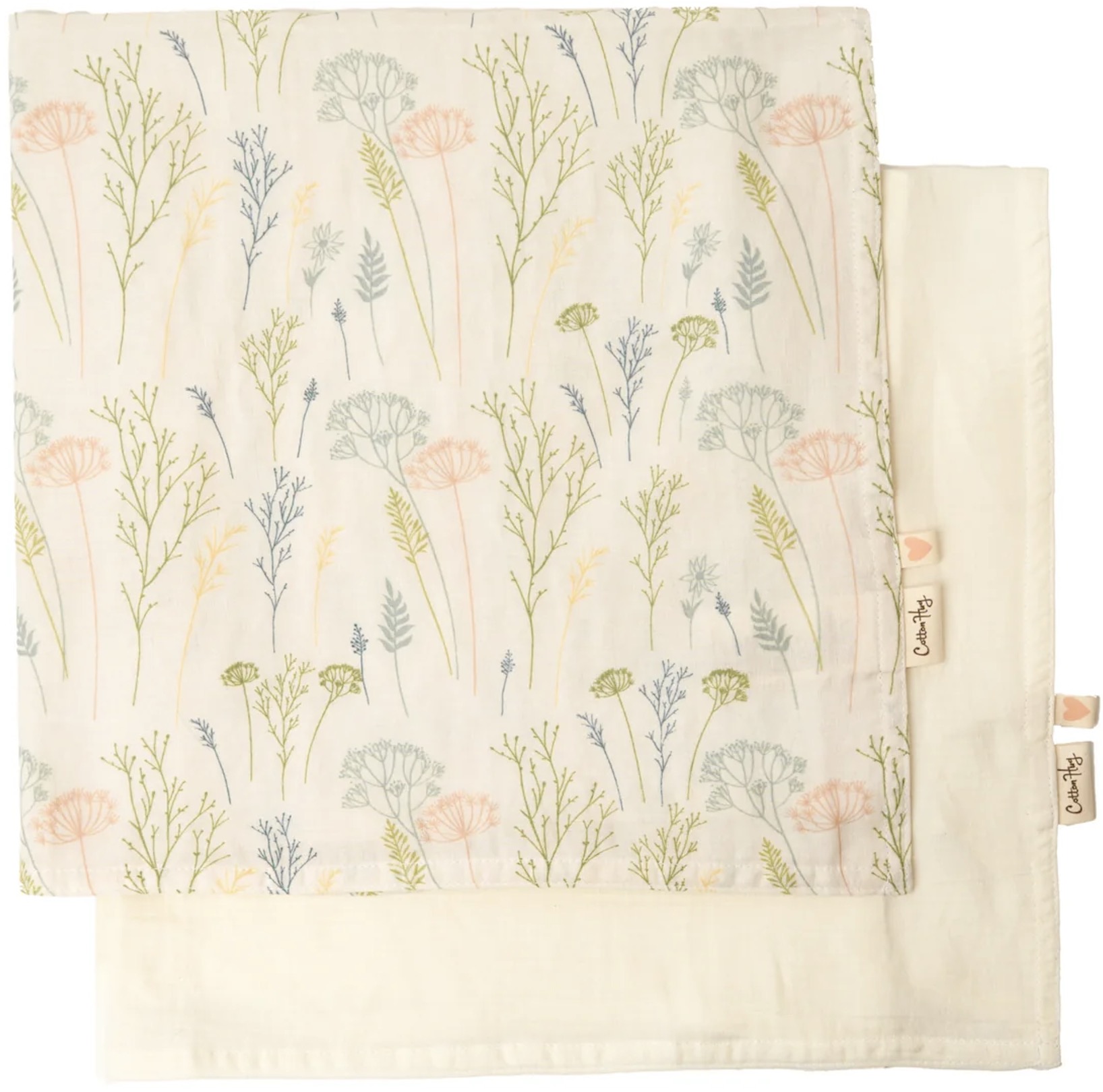 Set de scutece pentru bebeluși Cotton Hug - Ierburi, 70 x 70 cm, 2 buc