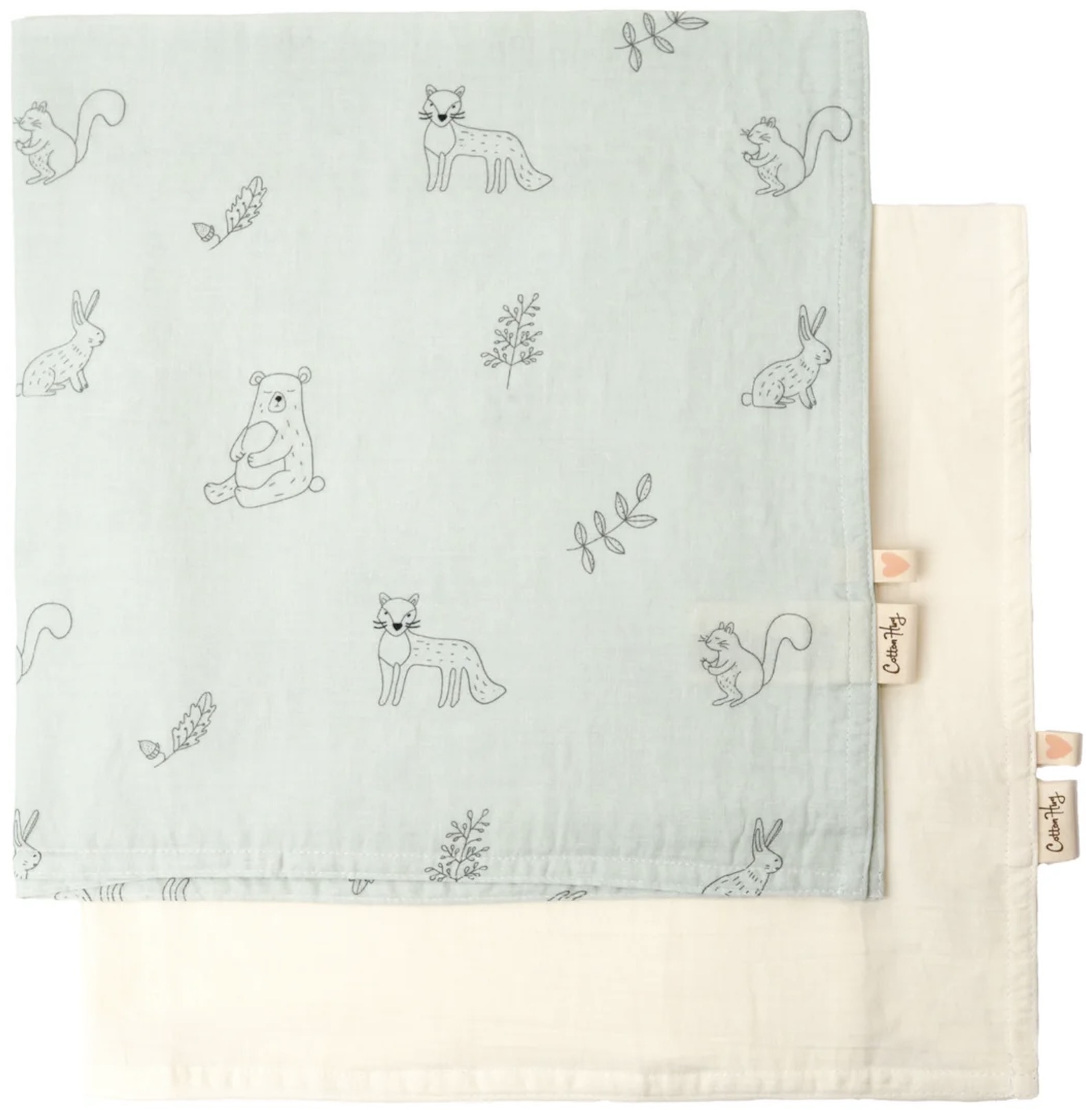 Set de scutece pentru bebeluși Cotton Hug - Animale de pădure, 70 x 70 cm, 2 buc