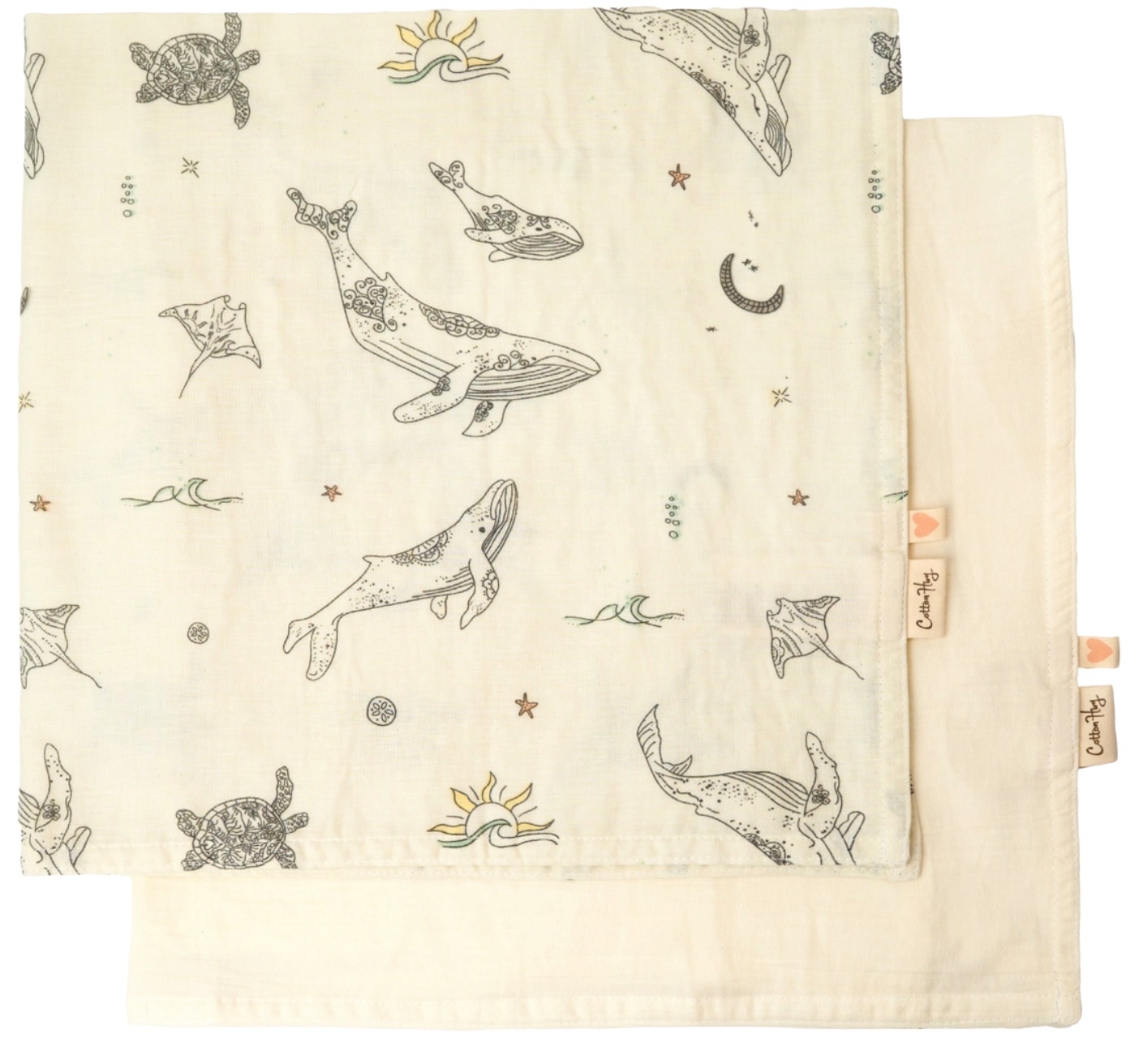 Set de scutece pentru bebeluși Cotton Hug - Ocean, 70 х 70 cm, 2 buc