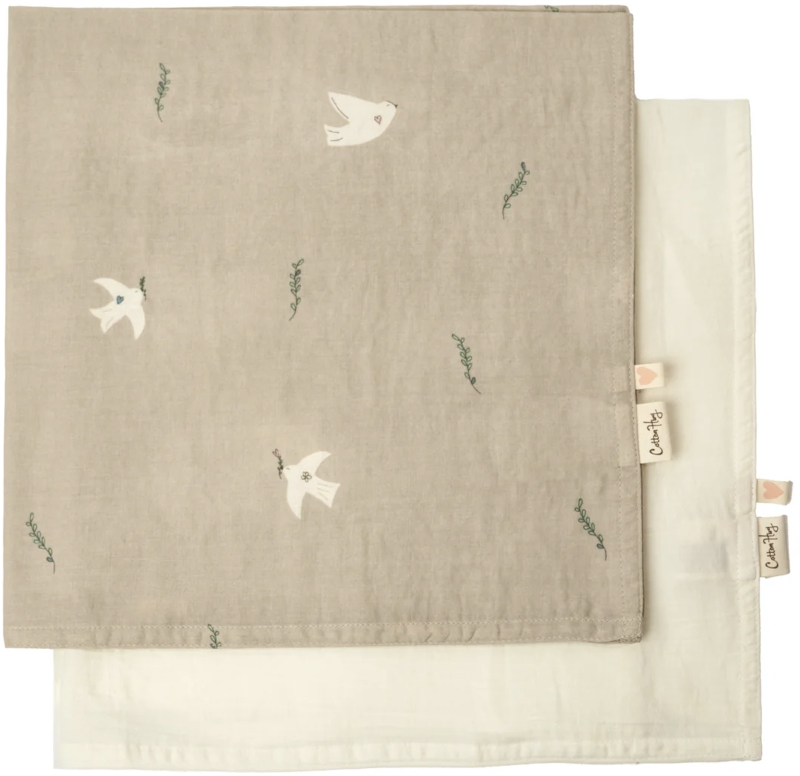 Set de scutece pentru bebeluși Cotton Hug - Păsări, 70 x 70 cm, 2 buc