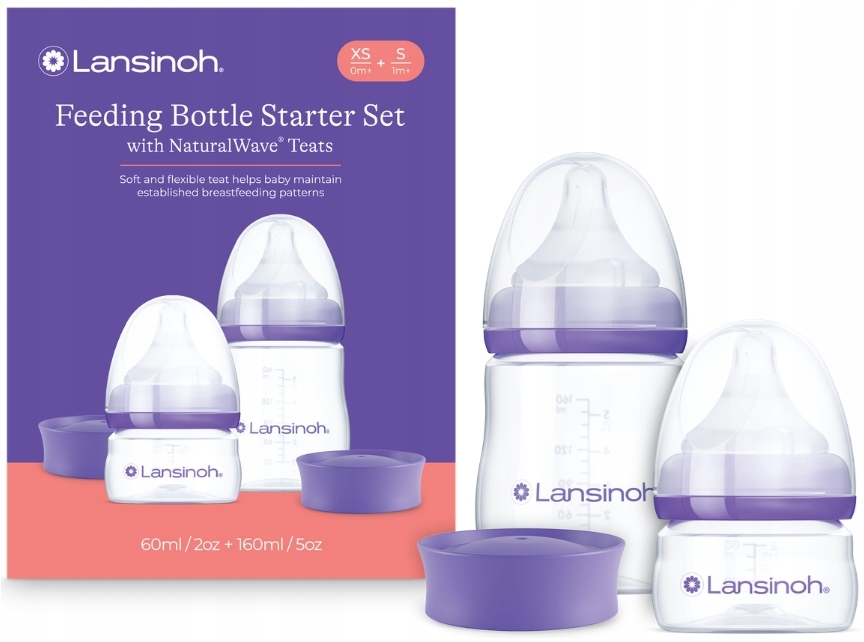 Set sticle pentru bebeluși Lansinoh - NaturalWave, Starter Set, 0 luni+
