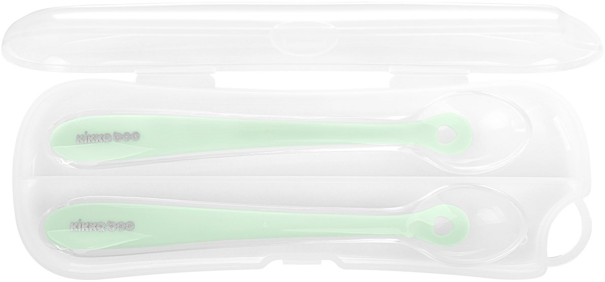 Set de linguri din silicon pentru bebeluși KikkaBoo - 2 buc, mentă