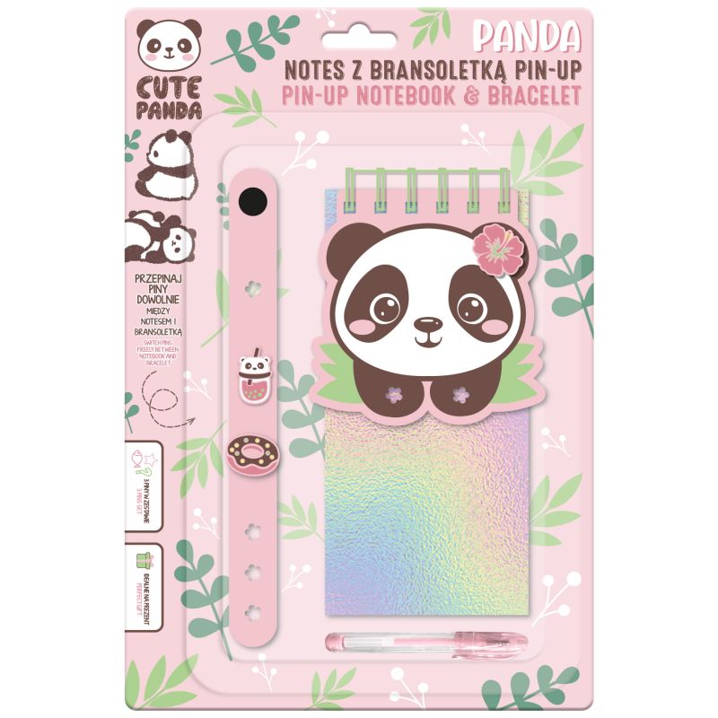Set carnețel cu brățară Kidea - Panda